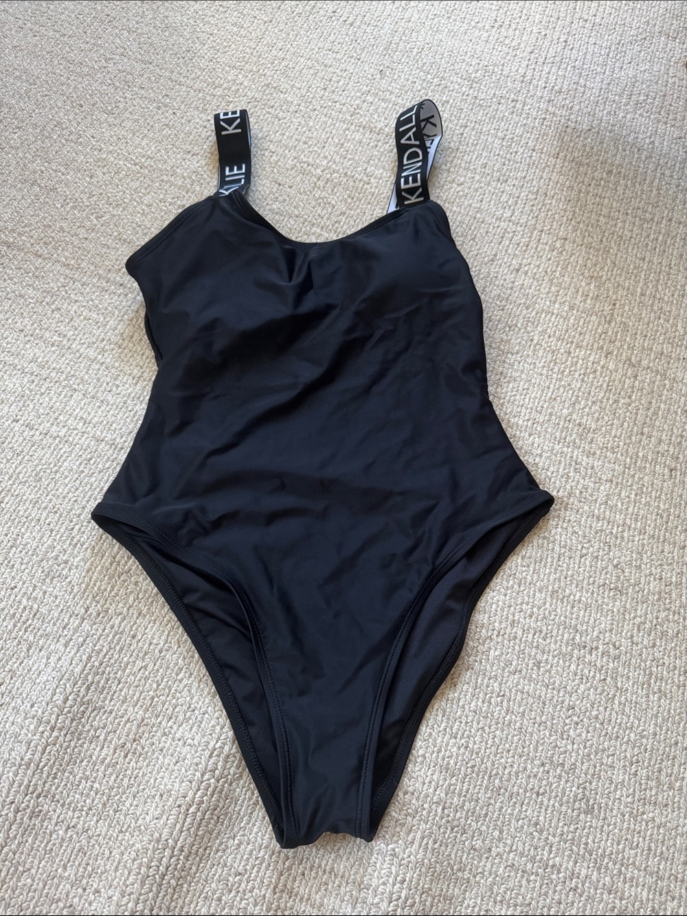 Kendall & Kylie Black Logo-Trim One-Piece Swimsuit